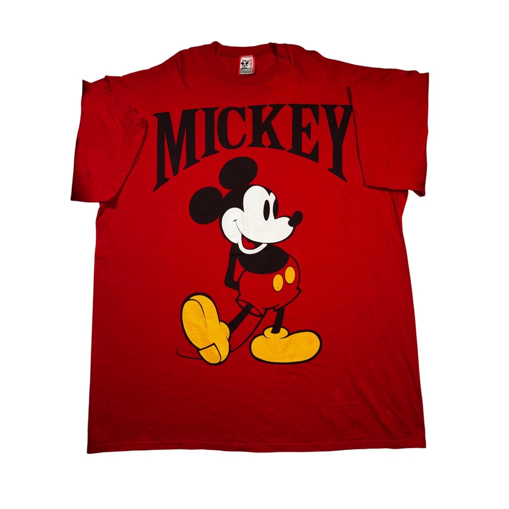 Vintage Disney Designs Mickey Mouse T Shirt Red Made in USA One Size Fits All